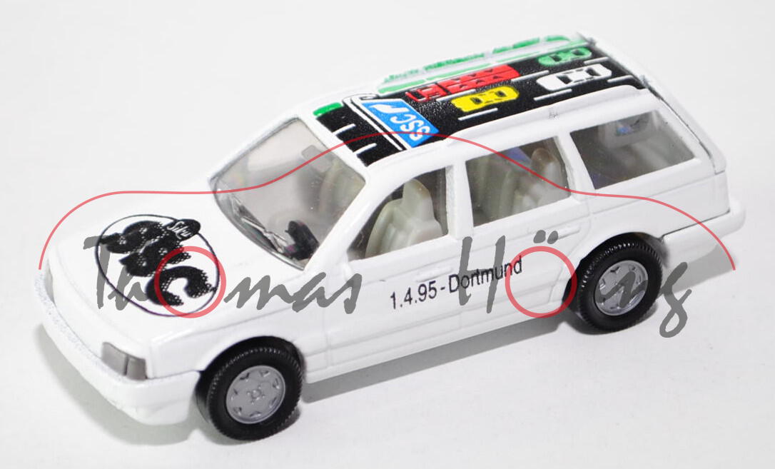 VW Passat Variant (B3, Typ 35i, Mod. 1988-1993), reinweiß, 1.4.95-Dortmund / 6. Siku-Sammler-Treffen