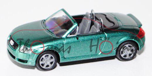 Audi TT Roadster (Typ 8N), Modell 1999-2006, patinagrünmetallic, mit Heckspoiler, Rietze, 1:87, mb