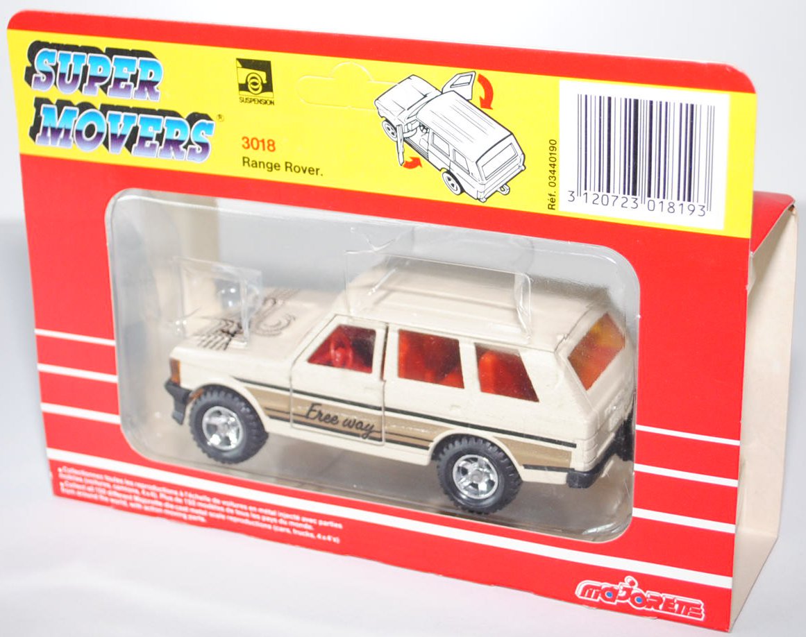 Range Rover, grünbeige, innen rot, Verglasung gelb, Free wag, majorette, 1:36, mb