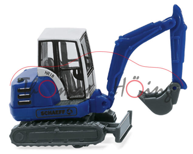 THW - TEREX SCHAEFF HR 18 Raupenbagger (Mini-Bagger) mit Tieflöffel (Mod. 99-06), grau/blau, N-Spur