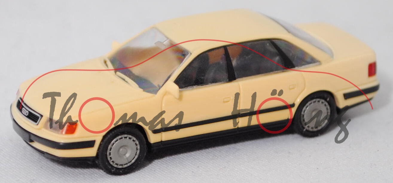 Audi 100 quattro 2.8 E (4. Gen., Baur. C4, Modell 90-94), hellelfenbein (vergilbt), Rietze, 1:87, mb