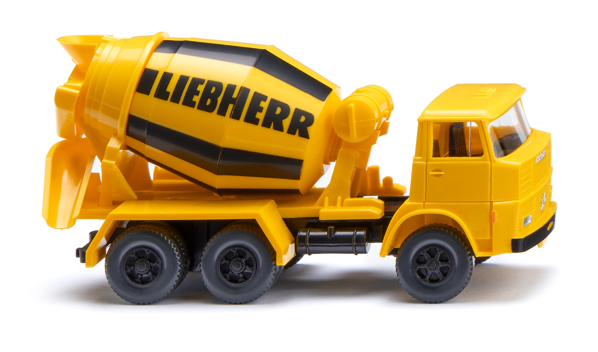 Henschel HS 16 TBM 6x4 (interne Baureihenbezeichnung 503, Fahrerhaus kurz, Modell 1965-1965) Betonmischer, rapsgelb, LIEBHERR, Wiking, 1:87, mb