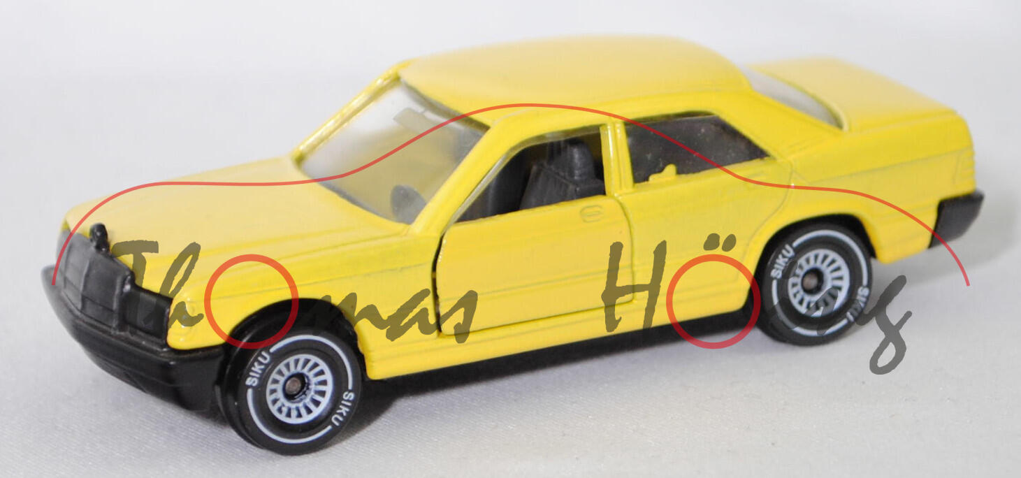 06405 HU Mercedes-Benz 190 E (W 201, Vor-MoPf, Modell 1982-1988), zinkgelb, innen schiefergrau, Chassis schwarz, SIKU Ungarn / Metchy, 1:55, m (Limited Edition)