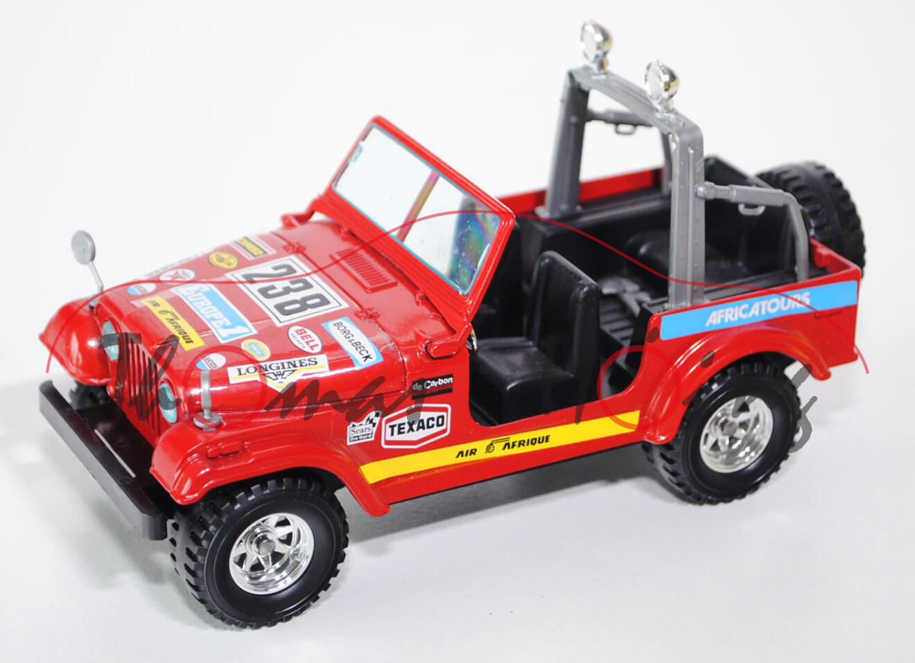 Renegade Jeep CJ-7, Modell 1983, karminrot, EUROPE1 / LOCKHEED / BORG&BECK / LONGINES / 238, Frontsc