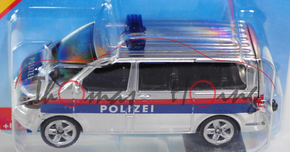 03801 VW T5 facelift Polizei-Mannschaftswagen (Mod. 2009-2015), weißalu/blau/rot, POLIZEI, B47 offen