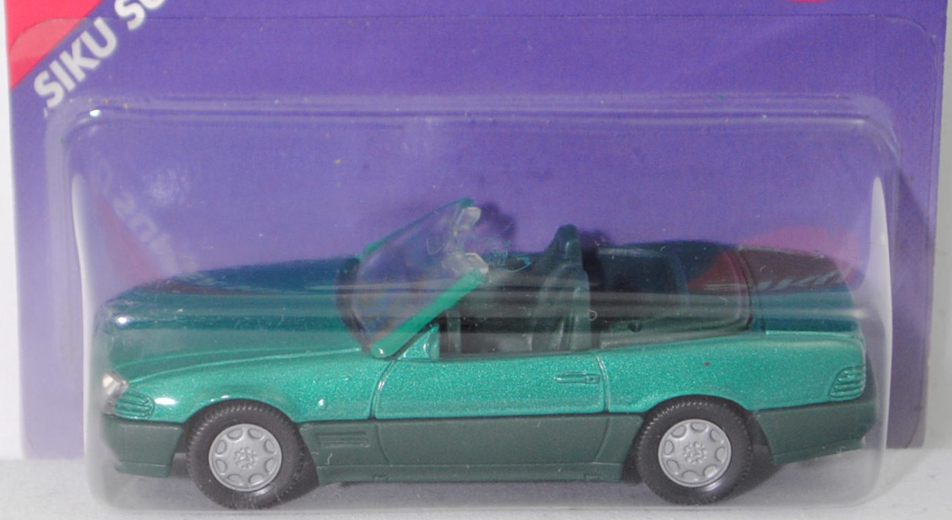 00004 Mercedes-Benz 500 SL (R 129, Modell 1989-1992), türkisgrünmetallic, Stern im Kühlergrill silber, Heckklappe mit Stern, Hong, B7, SIKU SUPER, 1:55, P25
