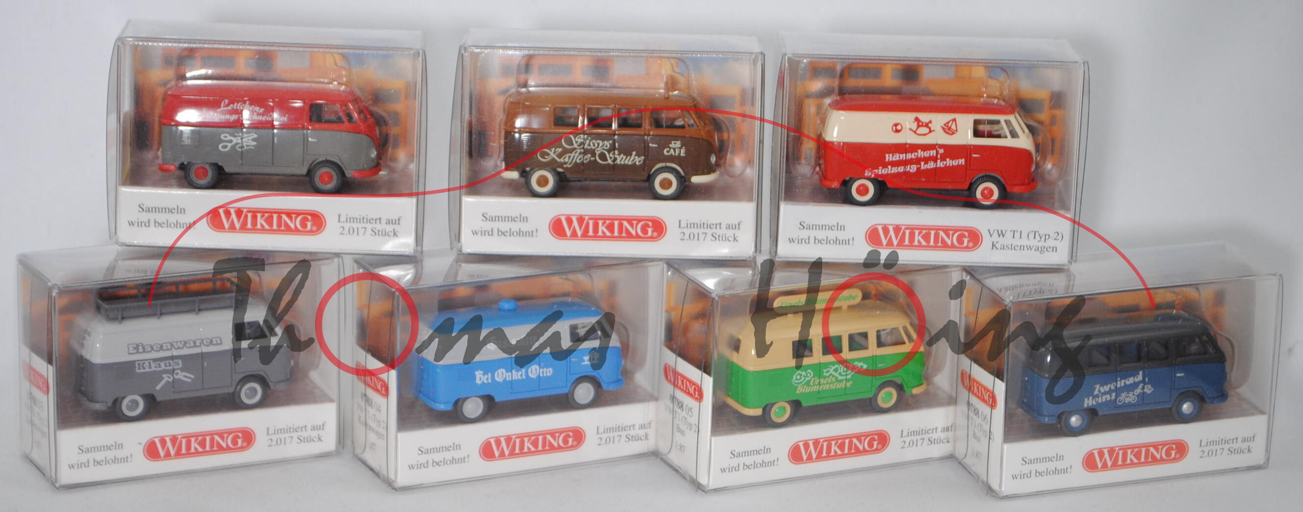 Set 85 Jahre Wiking mit 7 Modellen, VW Transporter T1, Limited Edition, Wiking, 1:87, mb