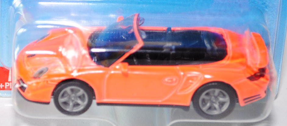 00005 Porsche 911 Turbo Cabriolet (6. Gen., Typ 997.1, Modell 07-09), leuchtorange, SIKU, 1:55, P29d