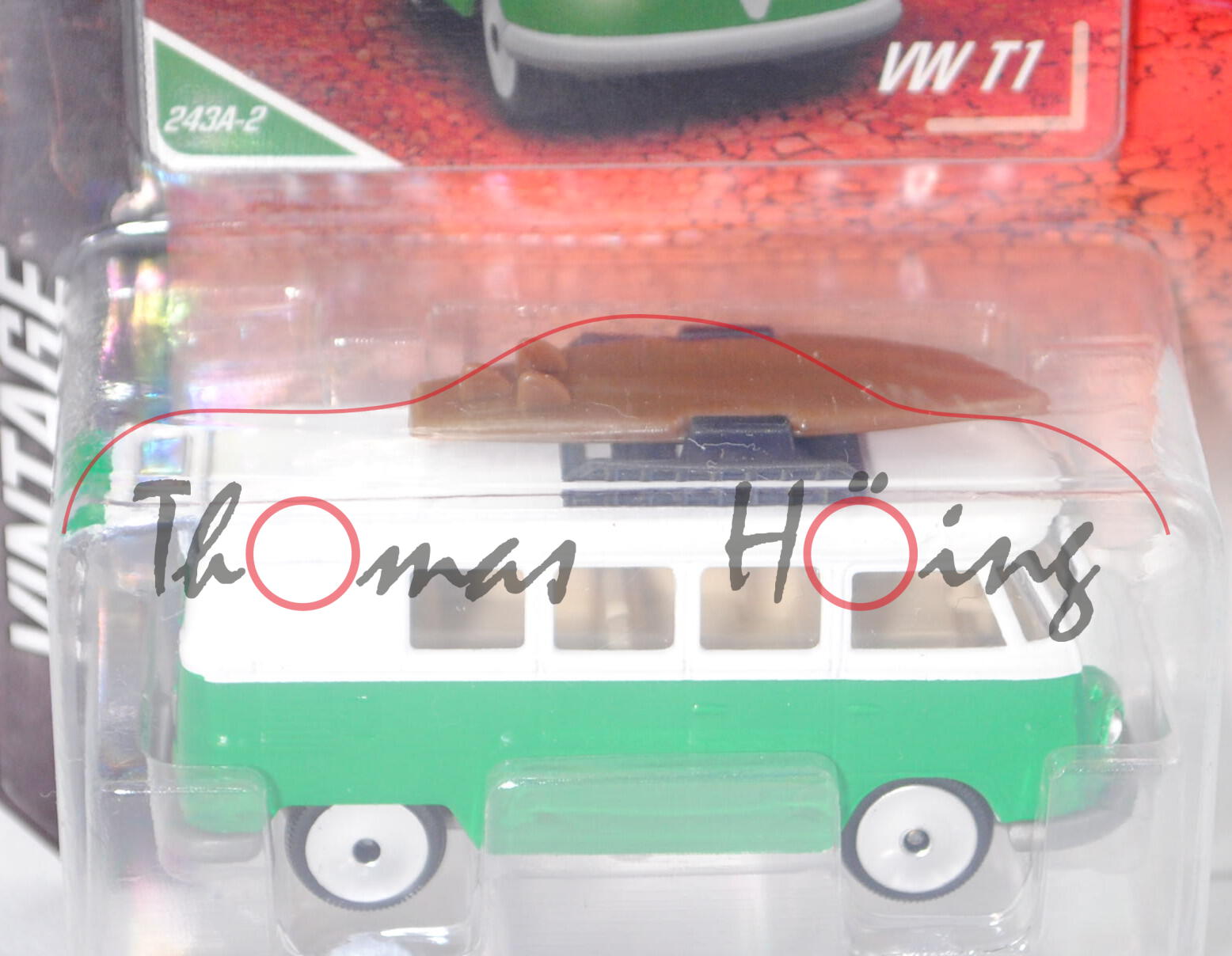 VW Transporter Kleinbus (Typ 2 T1, Modell 1960-1963) (Nr. 243A-2), reinweiß/verkehrsgrün, 1:59, mb