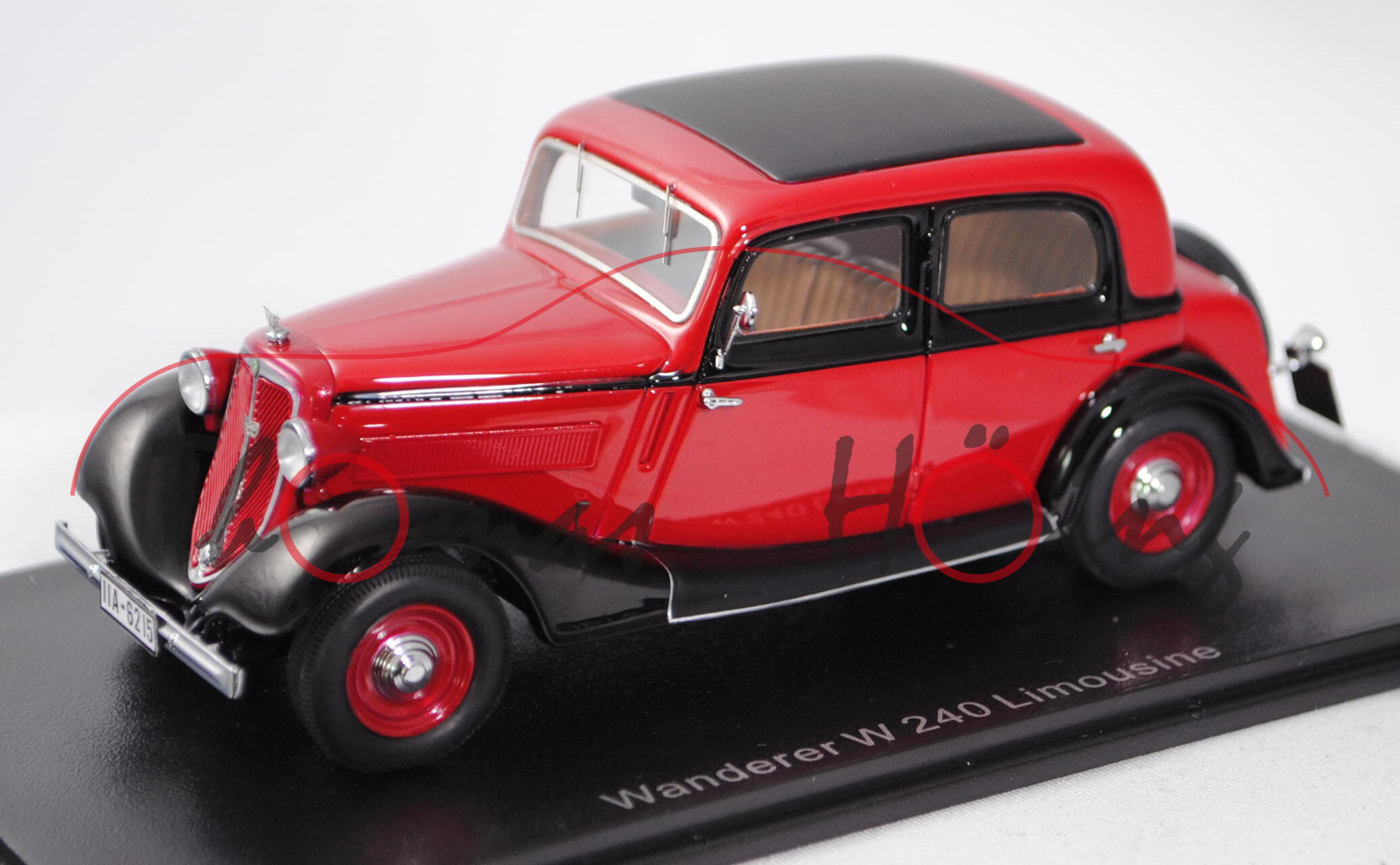 Wanderer W240 Limousine (Modell 1935), karminrot/schwarz, NEO, 1:43, PC-Box