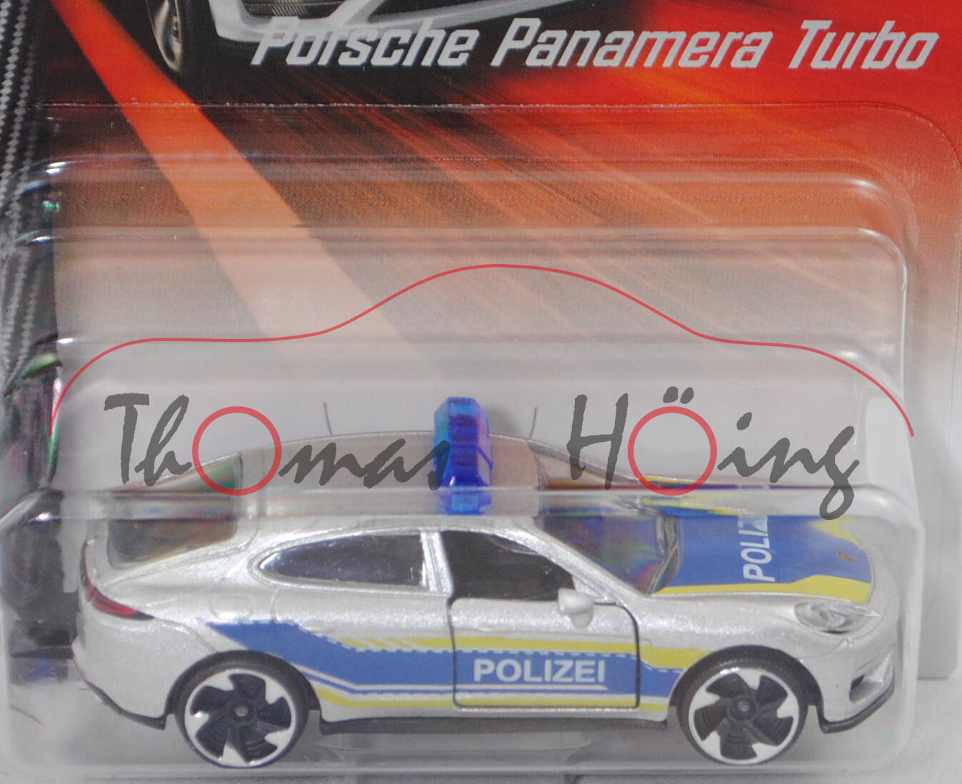 Porsche Panamera Turbo (2. Gen., Typ 971/G2, Mod. 16-20) Polizei, graualu, majorette, 1:64, Blister