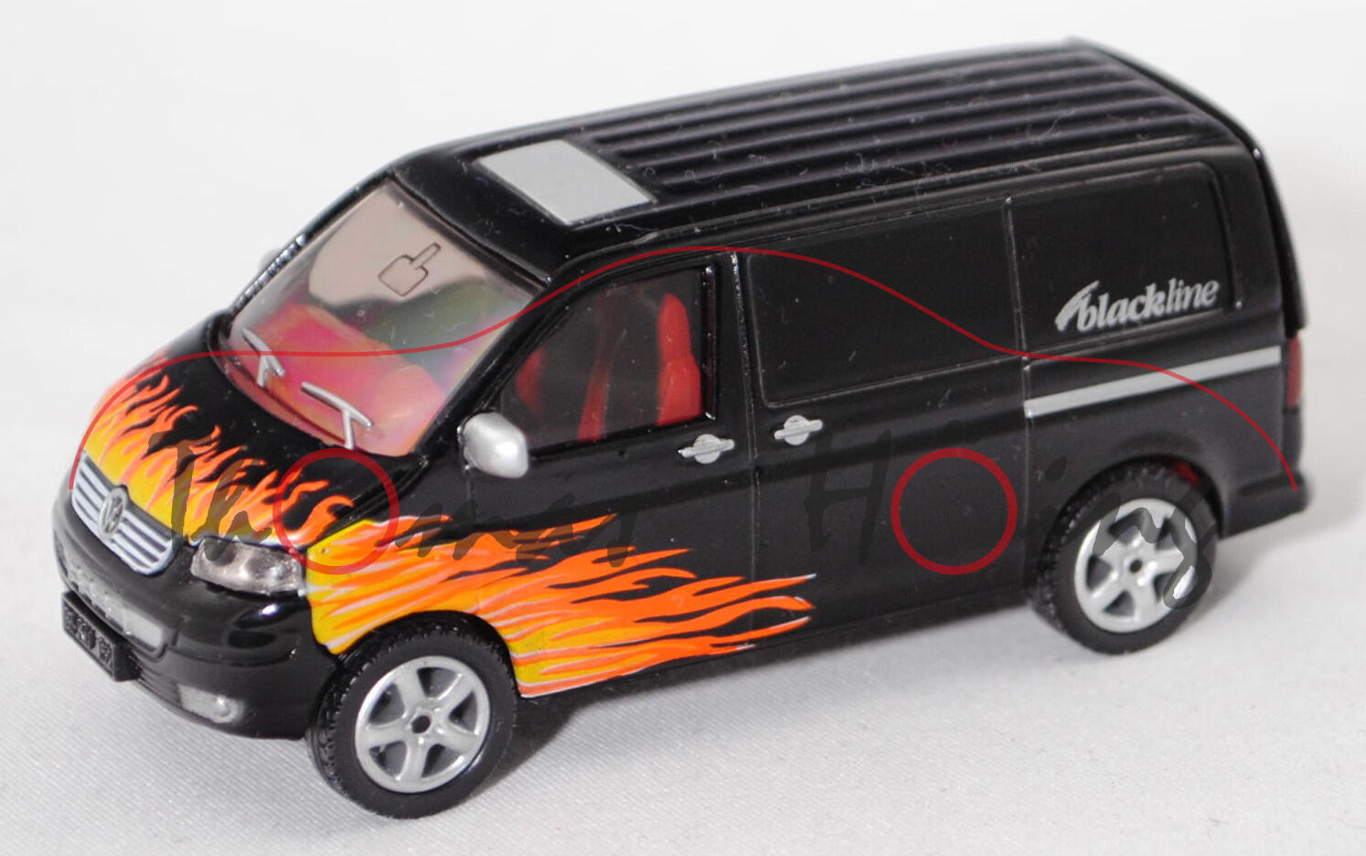 00411 VW T5.1 Transporter (5. Generation, Typ 7H, Modell 2003-2009), schwarz, blackline, SIKU, 1:58