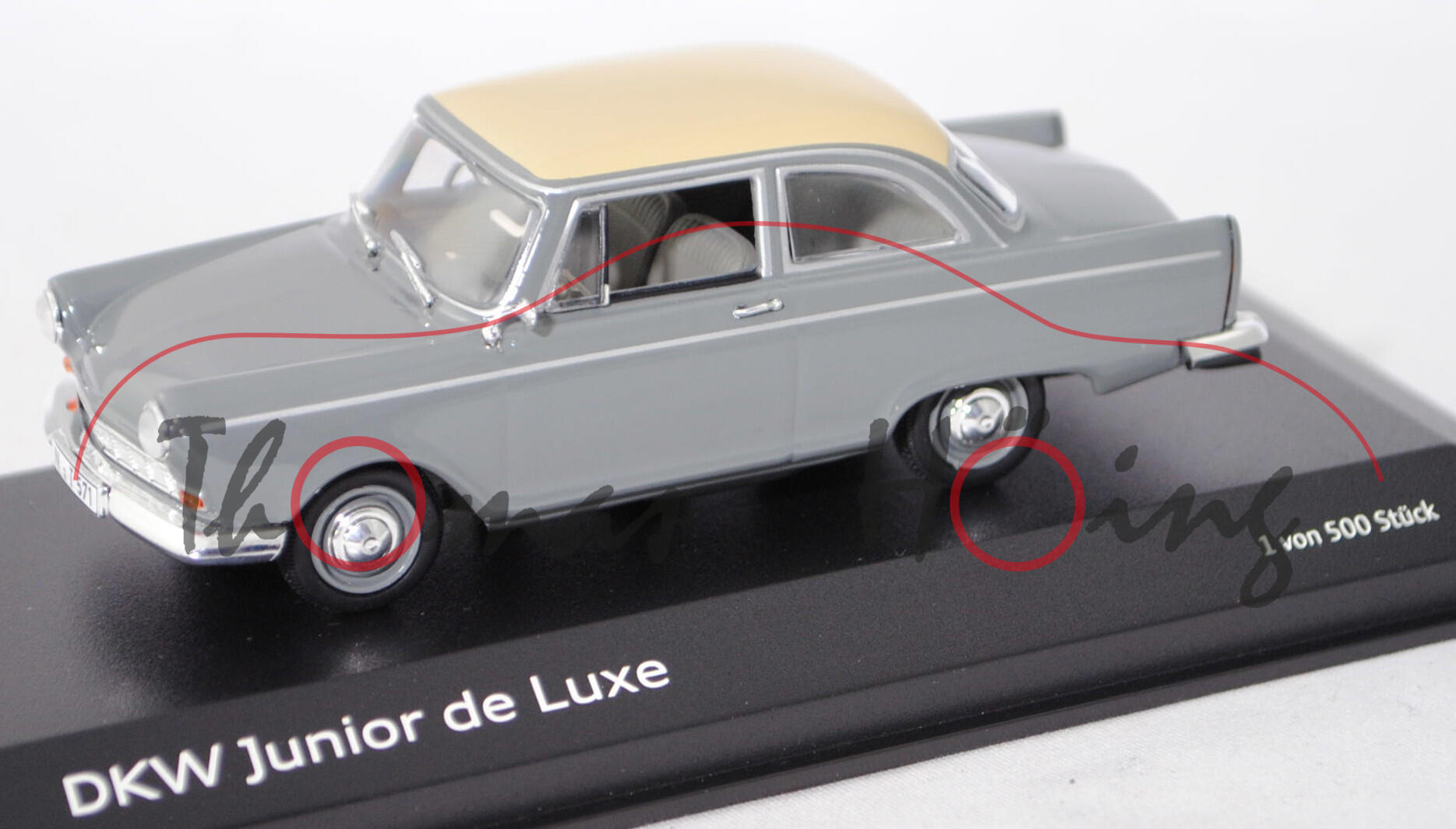 DKW Junior 800 de Luxe (Typ F11 '62-800, Mod. 61-63), remograu/elfenbein, Minichamps, 1:43, PC-Box