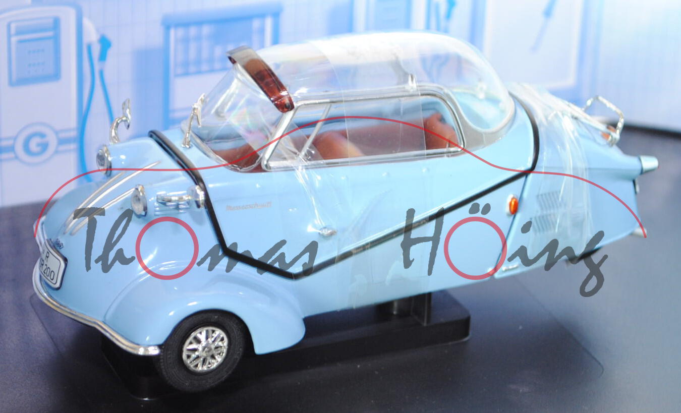 Messerschmitt Kabinenroller KR 200, Modell 1955-1964, hell-lichtblau, Dach zu öffnen, mit Lenkung, R