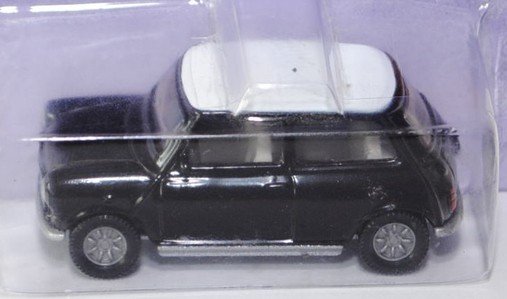 00001 Mini Cooper (Typ MK VI), Modell 1992-1996, schwarz, Dach reinweiß, innen hellgrau, Lenkrad sch