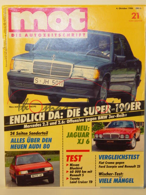 mot DIE AUTOZEITSCHRIFT, Heft 21, 4. Oktober 1986