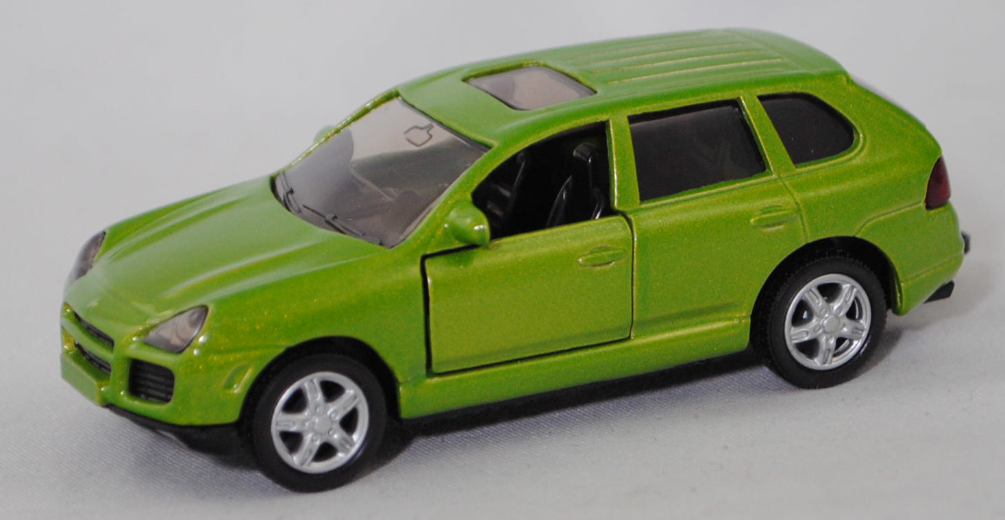 00007 Porsche Cayenne Turbo (1. Generation, Typ 9PA, Vorfacelift, Modell 2002-2006), hell-gelbgrünmetallic, Sicke auf Heckklappe in Höhe Rückleuchten, SIKU SUPER, 1:57, m