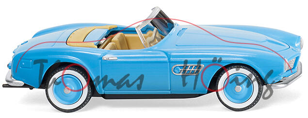 BMW 507 (Modell 1956-1959), hellblau, Verdeck sandgelb, Wiking, 1:87, mb