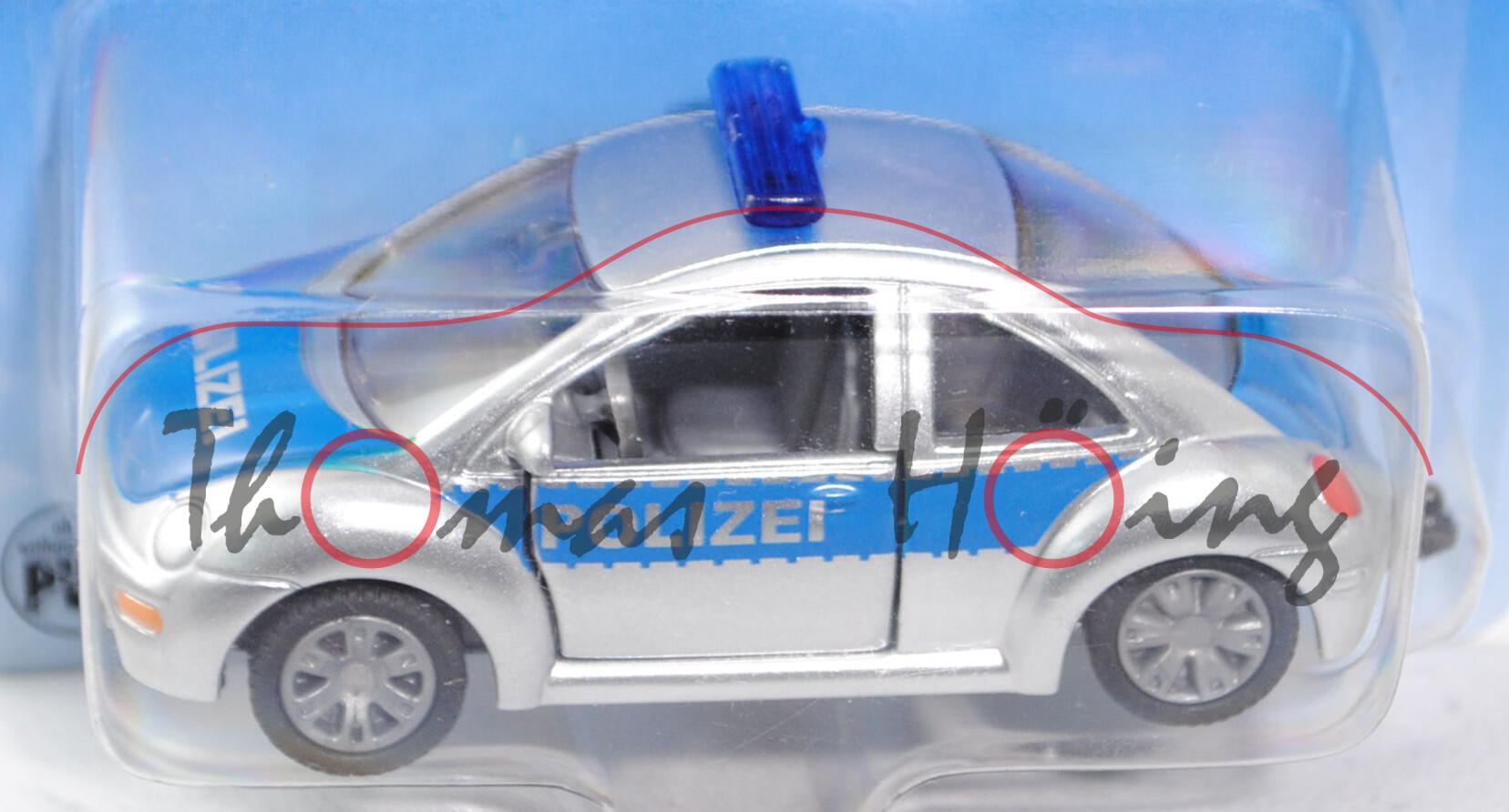 00003 VW New Beetle 2.0 (Typ 9C, Modell 1998-2001) Polizei, weißaluminiummetallic/hell-verkehrsblau,