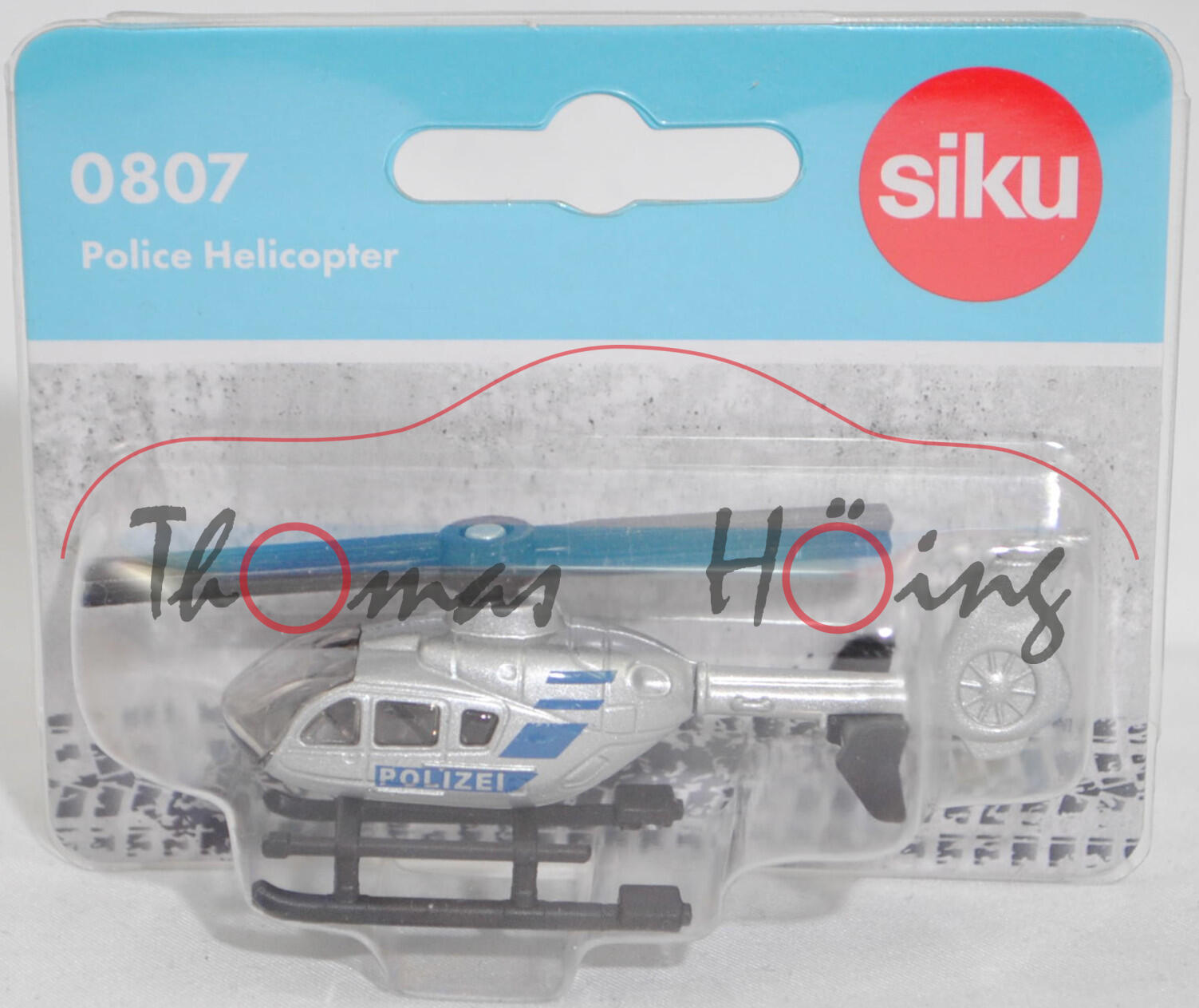 00011 Polizei-Hubschrauber Eurocopter EC 135 T1 (Modell 1996-2002), silbergraumetallic, POLIZEI, Druck Chargennummer auf dem Boden der Kabine, SIKU SUPER, 1:144, P29f