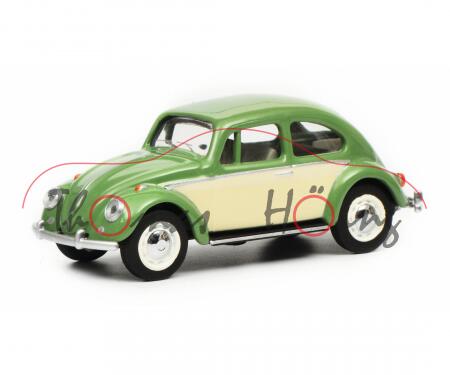 VW Käfer 1500 Limousine (Typ 11, Modell 1966-1967), resedagrün/hellelfenbein, Schuco, 1:64, mb