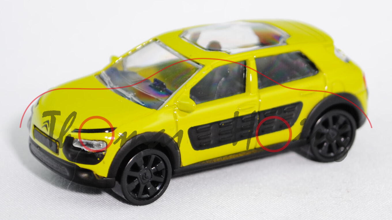 Citroen C4 Cactus (Modell 2014-), hello yellow/black, Felgen schwarz, ca. 1:64, Norev SHOWROOM, mb