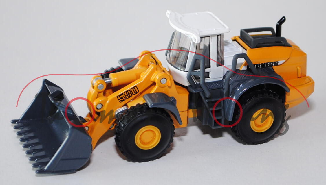 00000 LIEBHERR L 580 Radlader mit Rückverladeschaufel, liebherr gelb/grau, 1:87, L17mK