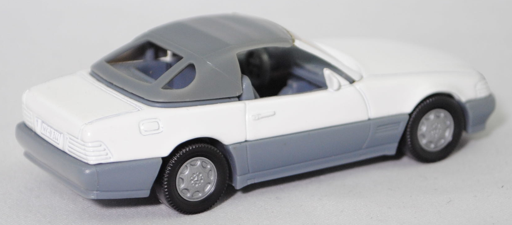 00004 Mercedes-Benz 500 SL mit Verdeck (Hardtop) (R 129, Modell 1989-1992), reinweiß/fehgrau, Scheibe seitlich  reinweiß, Heckklappe ohne Stern, Hong, B7, SIKU SUPER, 1:55, m