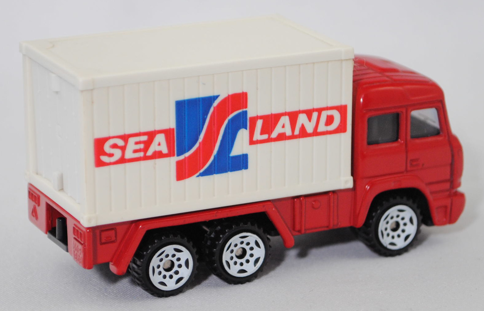 00000 Iveco TurboStar 240-36 6x2 (Modell 1987-1990) Container-Transporter, karminrot, Bpr. 0815 / 0816, C3 reinweiß, 1:86, Container reinweiß, SEA LAND, 1:121, SIKU SUPER, m