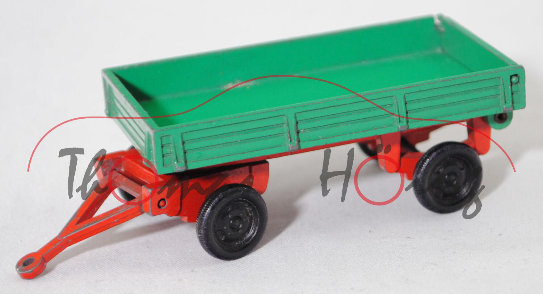 00000 2-Achs-Kippanhänger für LKW und Traktor (Baujahr 1963), Kippbrücke verkehrsgrün, Heckklappe ohne zwei schräge Streben, Hohlniete, LKW1, SIKU, 1:60, vsc
