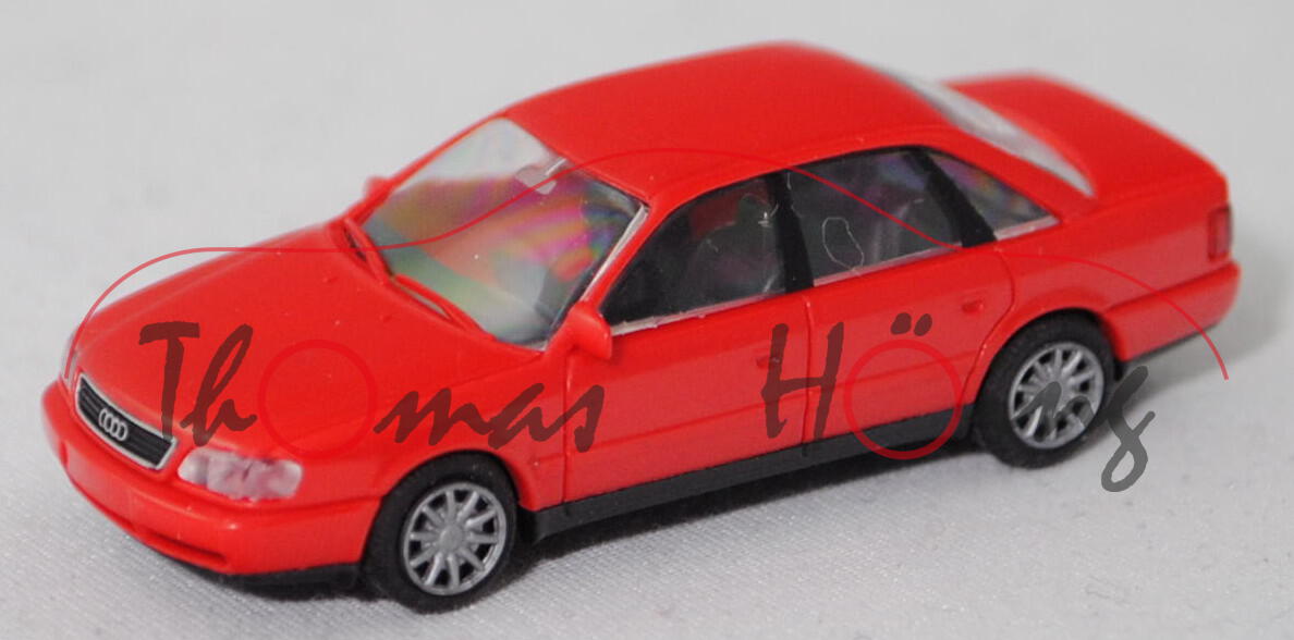 Audi A6 2.8 quattro (C4, Typ 4A, Modell 1994-1997), verkehrsrot (tornadorot), Rietze, 1:87, Werbebox