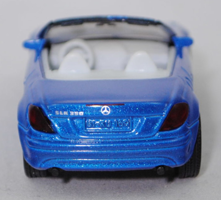 00014 Mercedes-Benz SLK 350 (interne Baureihenbezeichnung R 171, Vor-MoPf,, Modell 2004-2008), hell-verkehrsblaumet., innen weiß/blaumet., Bpr. 1002, SIKU, 1:55, P29e