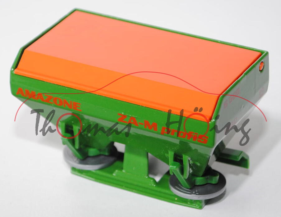 00401 Düngerstreuer, hell-smaragdgrün, Deckel reinorange, Streuteller silbergrau, Druck AMAZONE ZA-M