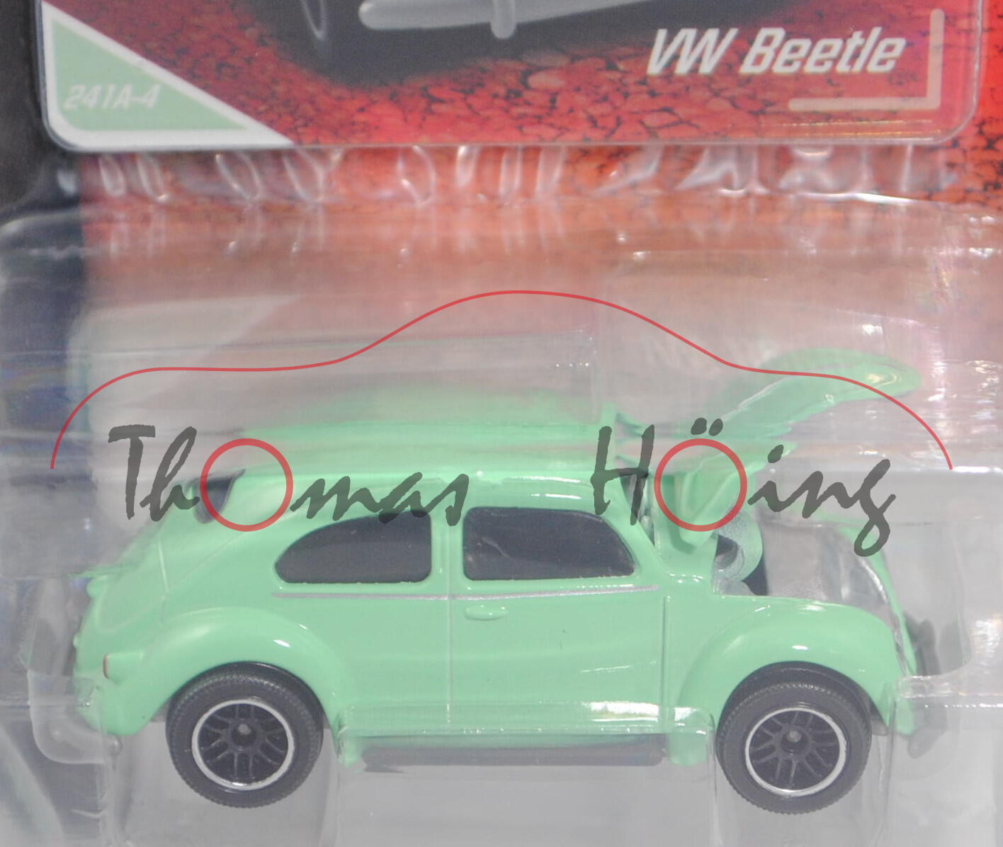 VW Käfer (Typ 11, Ovali genannt, Mod. 1953-1957) (Nr. 241A-4), d.-weißgrün, majorette, 1:64, Blister