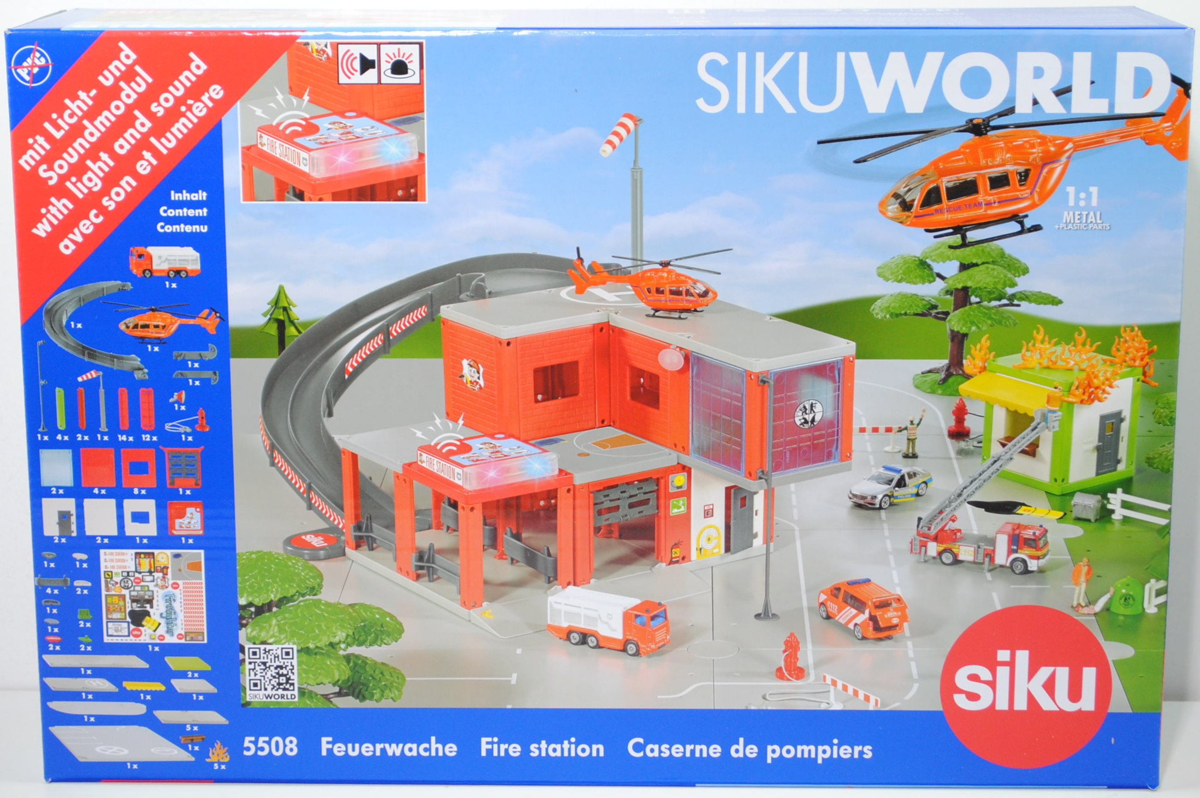 00000 SIKU WORLD Feuerwache, mit Scania R380 Tanklöschfahrzeug + Eurocopter EC 145, L18