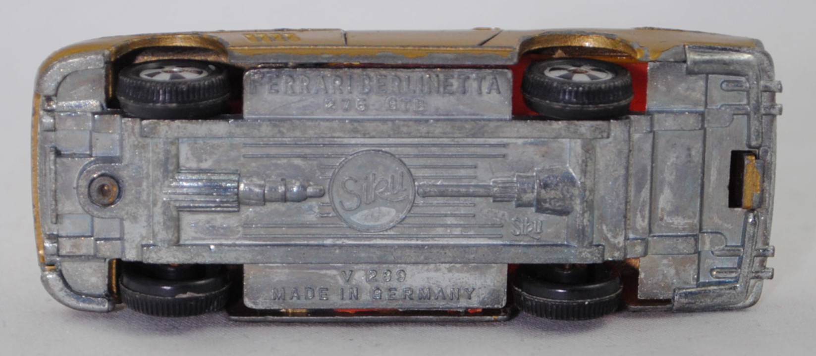 00000 Ferrari Berlinetta 275 GTB (Tipo 563, 2. Serie, Long Nose / Lange Nase, Modell 1965-1966), goldmetallic, transparente Frontscheinwerfer, Bpr. V 269, Germ, R9, SIKU SUPER, 1:56, vsc