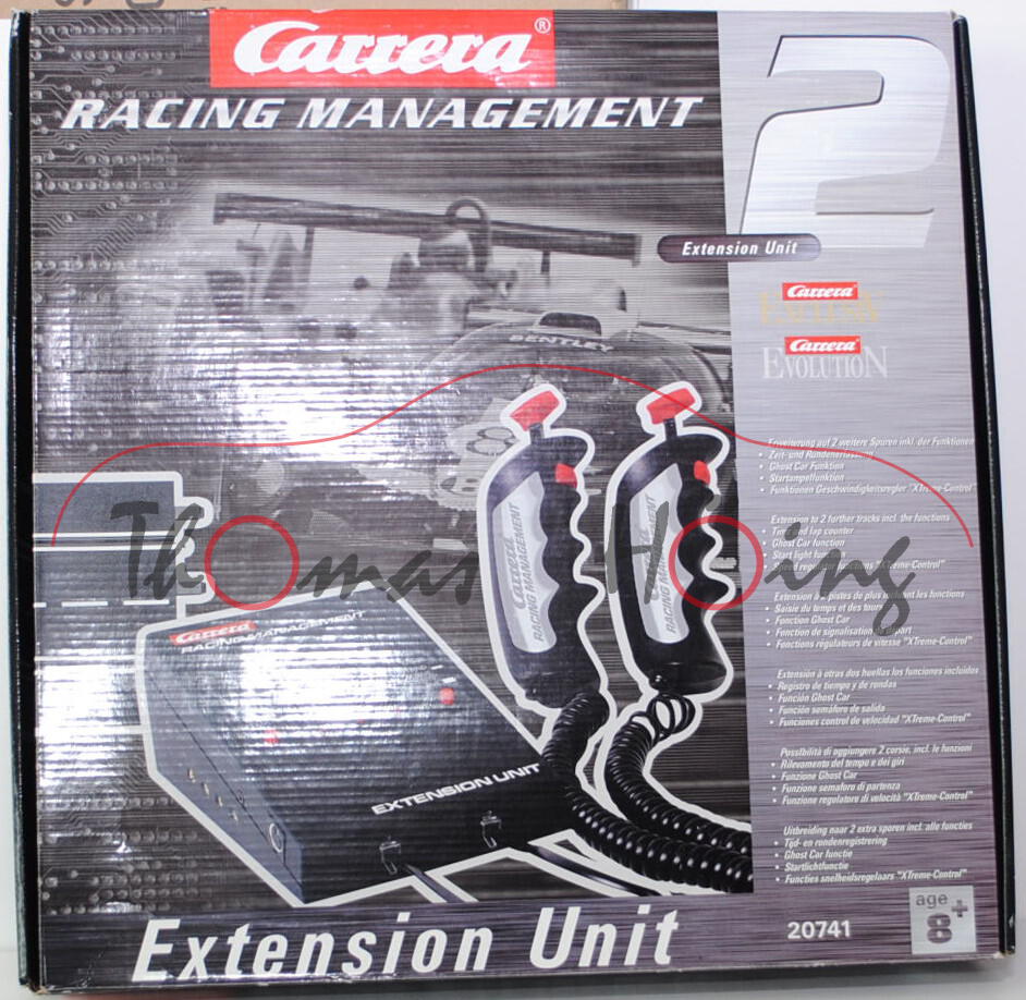 Carrera RACING MANAGEMENT Extension Unit 2, bestehend aus: 1 Bedienpult, 1 Impulsschiene, 2 Geschwin