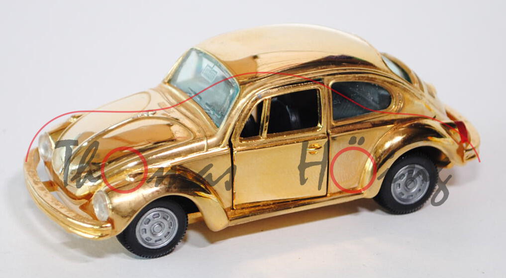 VW Käfer 1302, Modell 1970-1972, gold, Türen zu öffnen, Sitzlehnen klappbar, geschlossene Felgen, GA