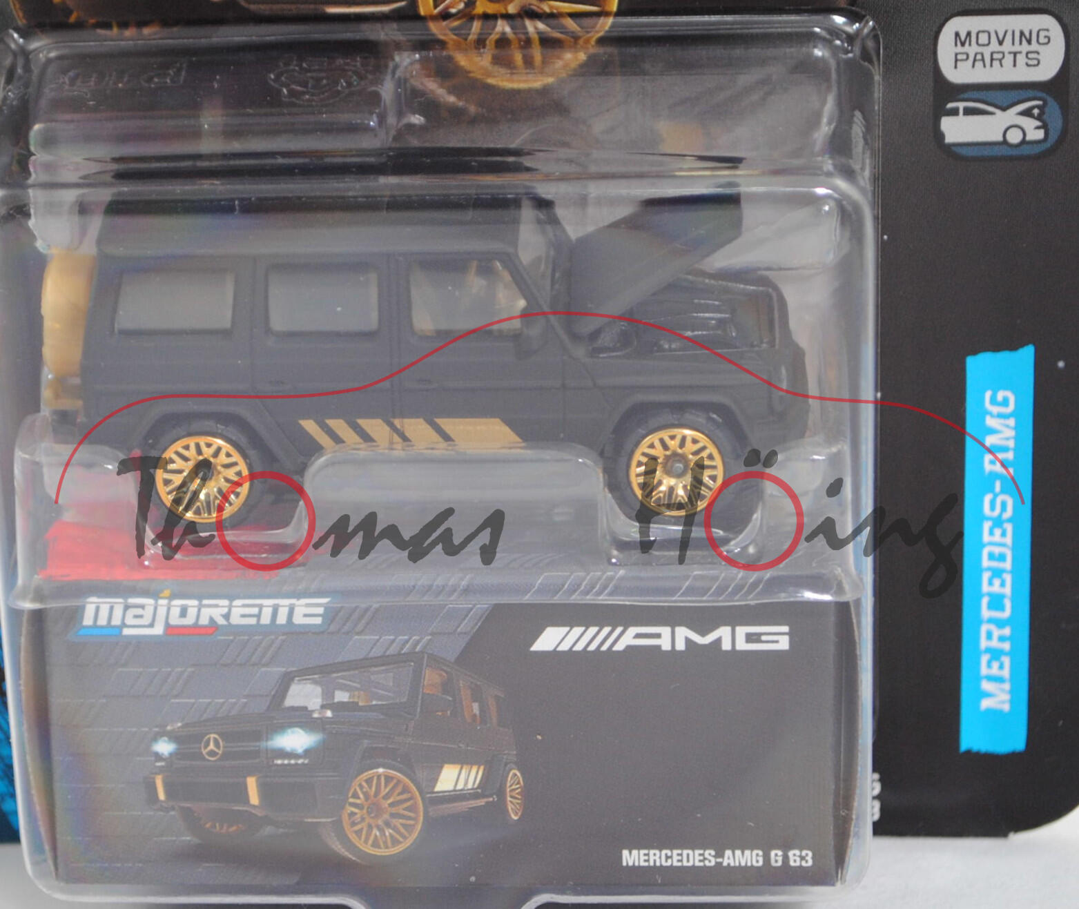 Mercedes-AMG G 63 (W 463, 5. MoPf (Modellpflege, Facelift) von 2015, Modell 2015-2017) (Nr. 250B), mattschwarz, majorette, 1:61, Blister (MERCEDES-AMG DELUXE CARS)