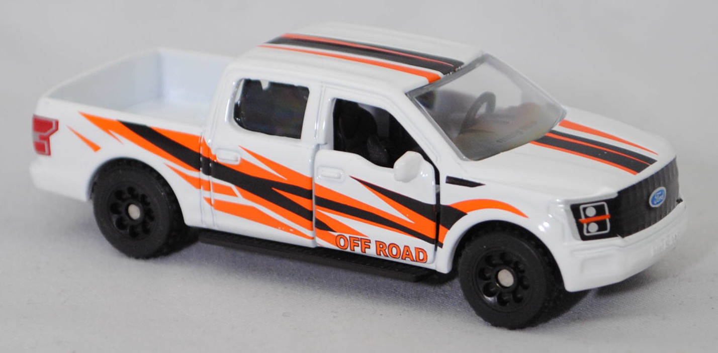 00000 Ford F-150 LARIAT STANDARD V8 SuperCrew mit 5,5 Ft Ladefläche (13. Generation, Modell 2018-2020), reinweiß, OFF ROAD, SIKU SUPER, 1:71, P29f