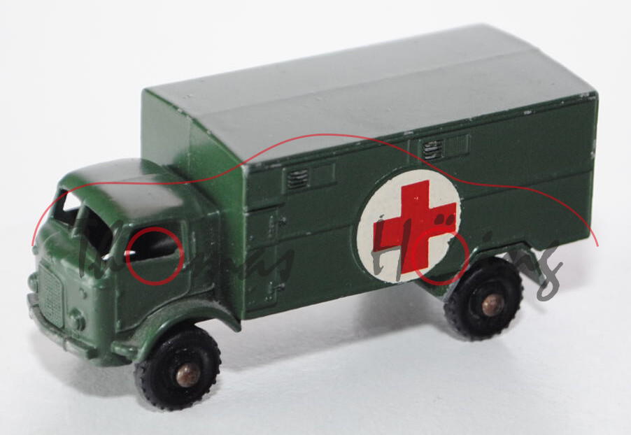 Ford 3to 4x4 Service Ambulance, olivgrün, Matchbox Series, mb (Typ B) (1 Lasche eingerissen)