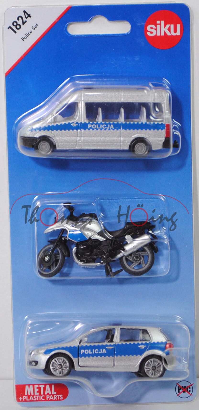 06000 PL Police Set, mit: Mercedes-Benz Sprinter II+BMW R1200 GS+VW Golf VI, POLICJA, P29e (Limited)