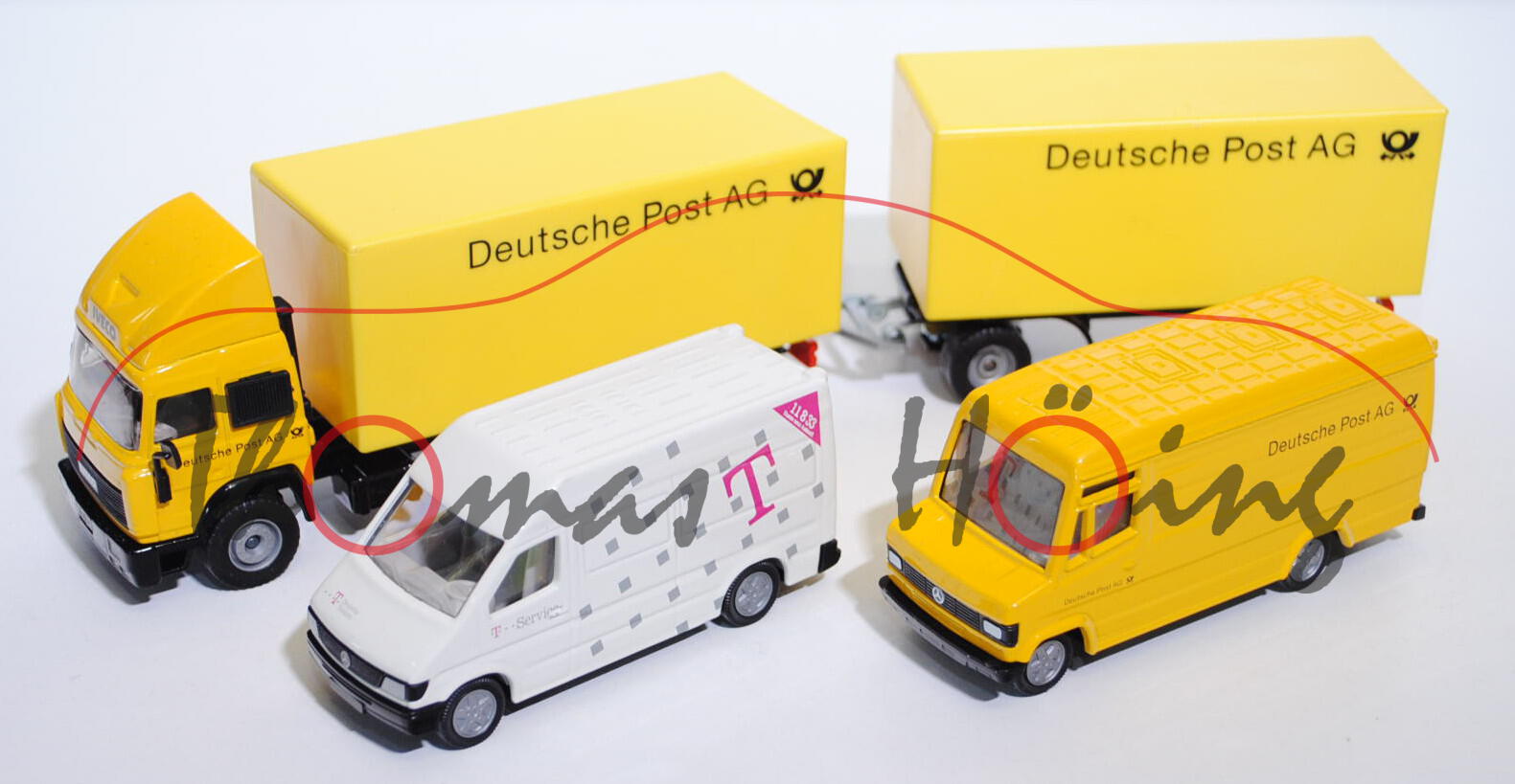 Post und Telekom-Set, mit Iveco TurboStar Koffer-LKW mit Anhänger (vgl. 3421), Mercedes Sprinter Pos