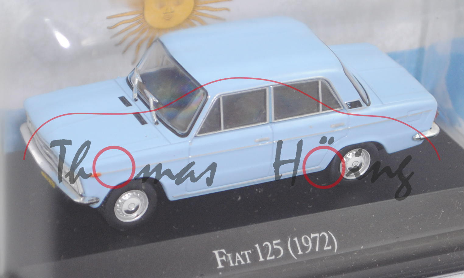 FIAT 125 (2. Serie, Modell 1971-1972), hell-pastellblau, EDITION ATLAS, 1:43, Hauben-Blister