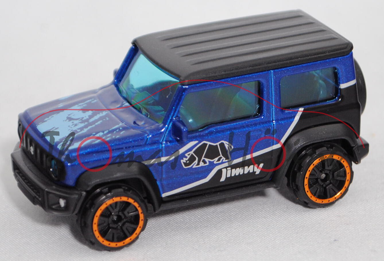 Suzuki Jimny (Typ GJ, Mod. 2018-) JIMUNI / OFFROAD, d.-ultramarinblaumet., majorette, 1:53, RARE, mb