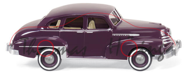 Opel Kapitän '51, Modell 1951, aubergine, Wiking, 1:87, mb