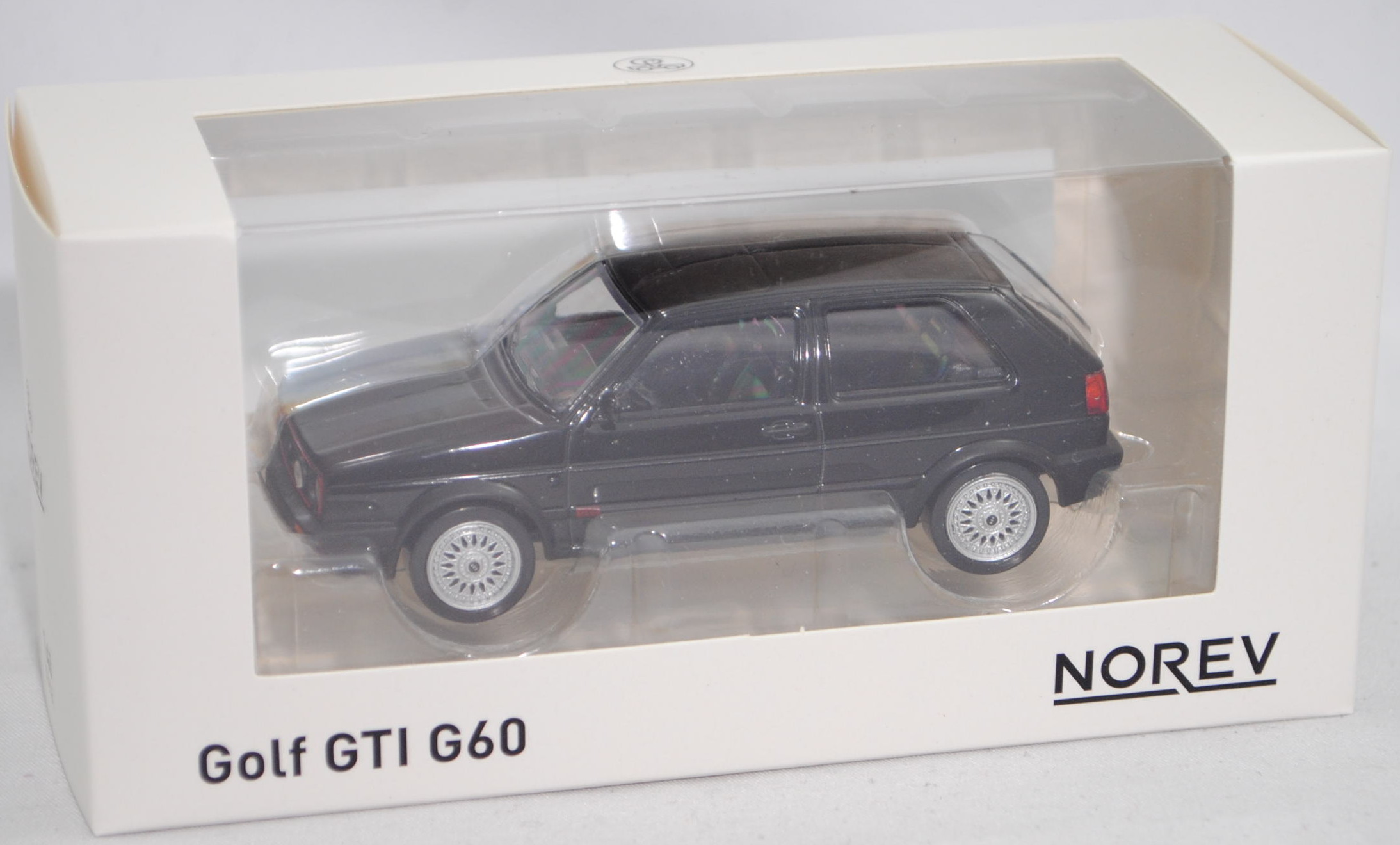 VW Golf GTI G60 (2. Gen., Typ 1G1, Facelift 2 1989, Modell 90-91), schwarz,  Norev Jet-car, 1:43, Box