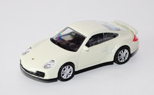 Porsche 911 Turbo, Modell 997, perlweiß, innen schwarz, Free Wheel, Unifortune RMZ City, 1:60 (3 inc