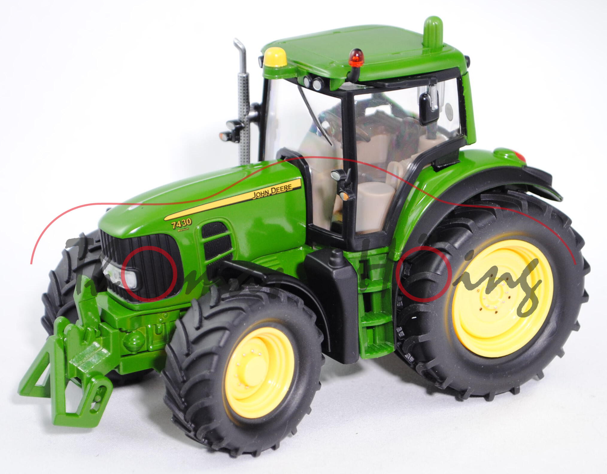 John Deere 7430 Premium Traktor (Modell 2007-2011), smaragdgrün, Sitz hell-terrabraun mit Druck John