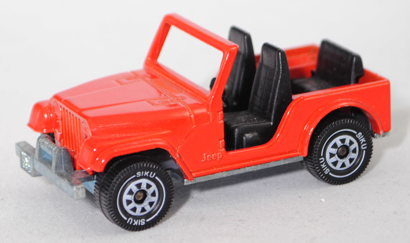 00004 Jeep CJ-5 2.5L (5. Generation, Modell 1979-1983) ohne Fiberglas Hardtop (von Siku als Jeep CJ-7 bezeichnet), verkehrsrot, innen schwarz, ohne CE-Zeichen, B5, SIKU SUPER, 1:55, m (Hardtop weg)